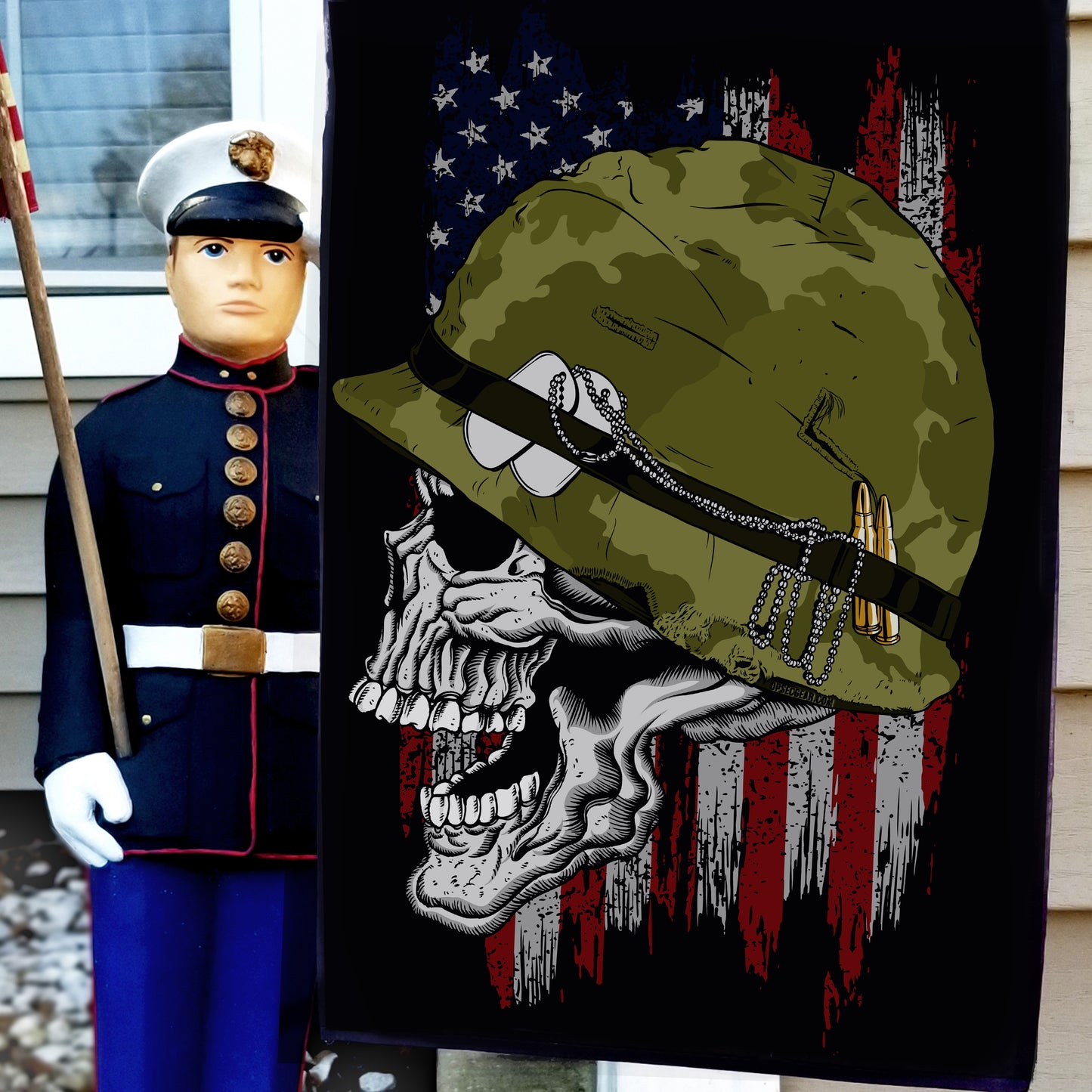 American Skull Garden Flag