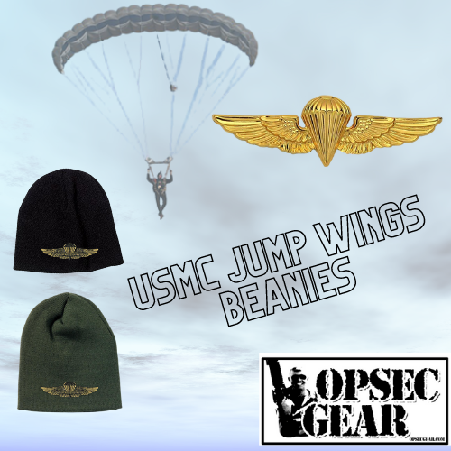 USMC Gold Jump Wings Embroidered Beanie